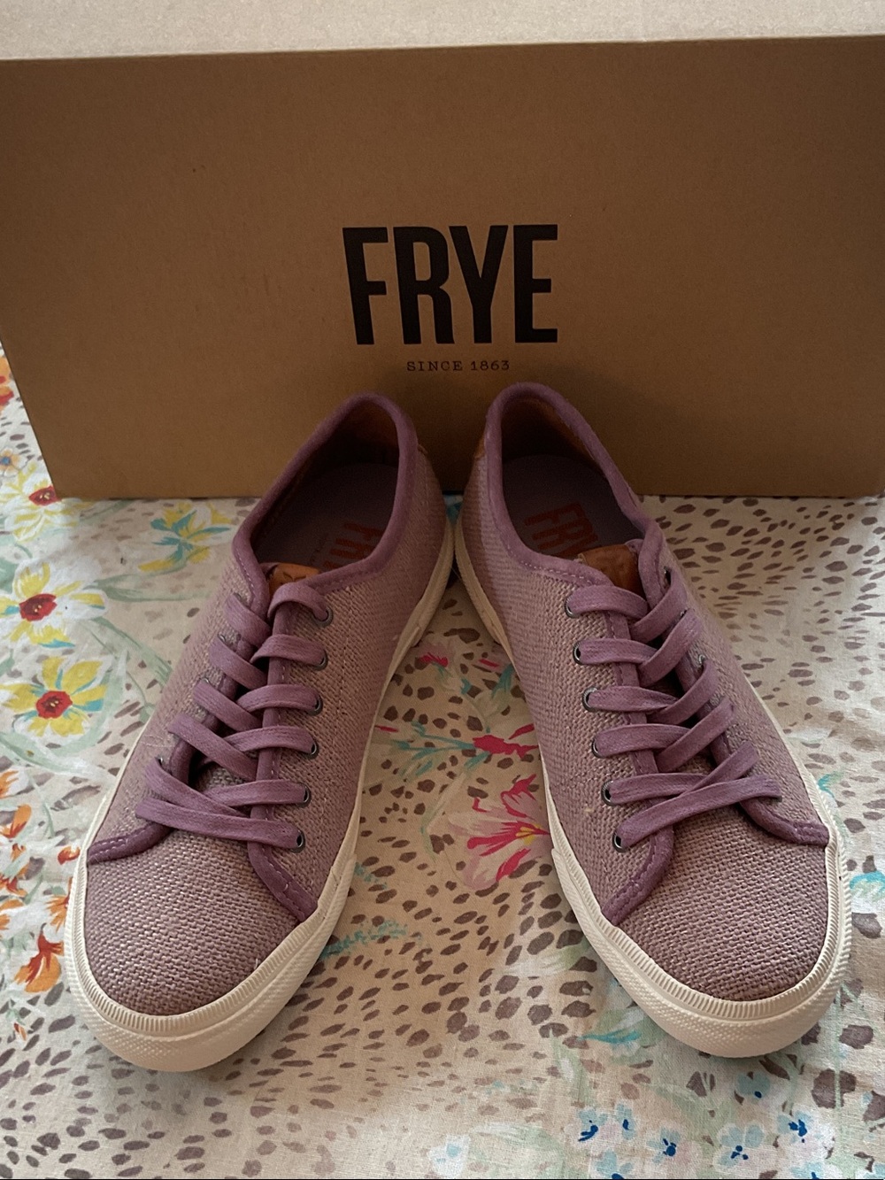 Frye Lilac Gia Canvas Low-Profile Lace-Up Sneakers